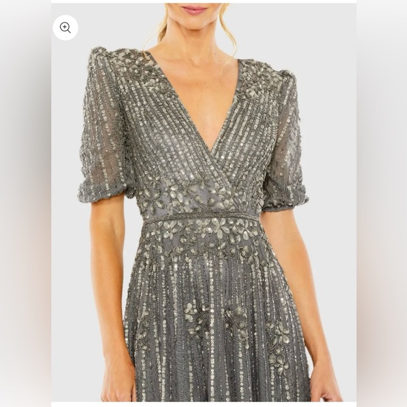 Mac Duggal Gray Embellished Midi Dress - Picture 3 of 11